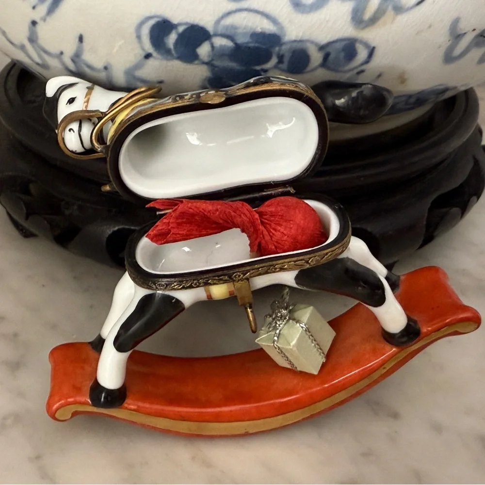 Vintage Limoges France Hand-painted Rocking Horse Trinket Box - Picture 4 of 6